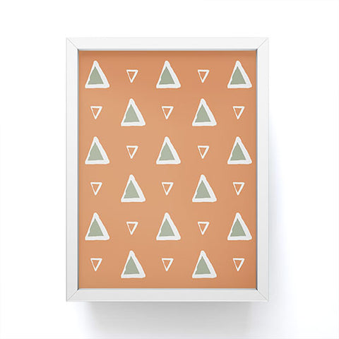 Avenie Triangle Pattern Orange Framed Mini Art Print