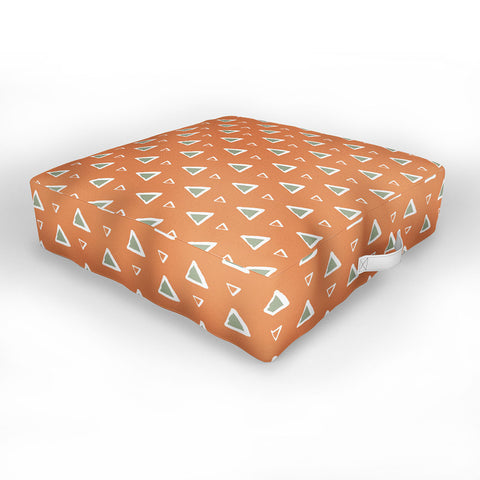 Avenie Triangle Pattern Orange Outdoor Floor Cushion