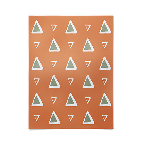Avenie Triangle Pattern Orange Poster