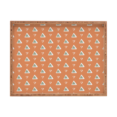 Avenie Triangle Pattern Orange Rectangular Tray