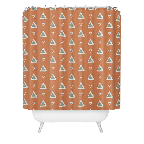 Avenie Triangle Pattern Orange Shower Curtain