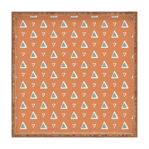 Avenie Triangle Pattern Orange Square Tray