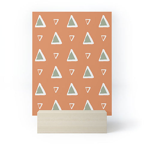 Avenie Triangle Pattern Orange Mini Art Print