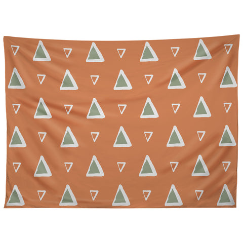 Avenie Triangle Pattern Orange Tapestry
