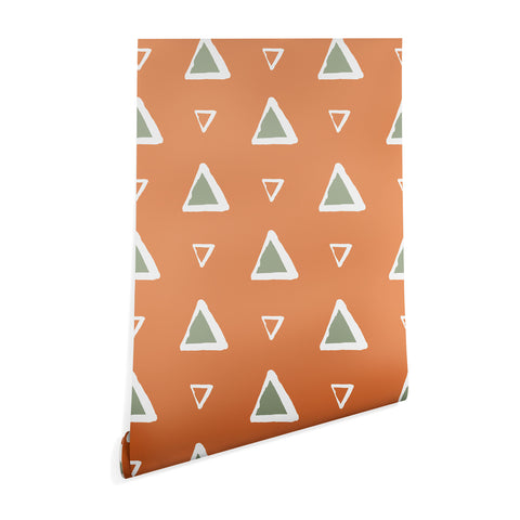 Avenie Triangle Pattern Orange Wallpaper
