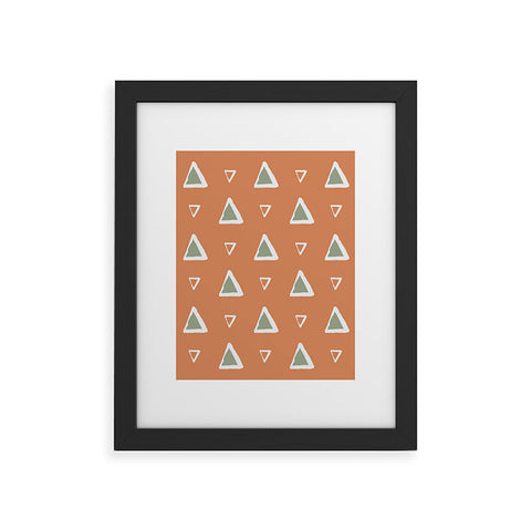 Avenie Triangle Pattern Orange Framed Art Print