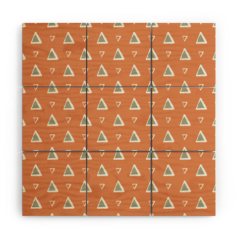 Avenie Triangle Pattern Orange Wood Wall Mural