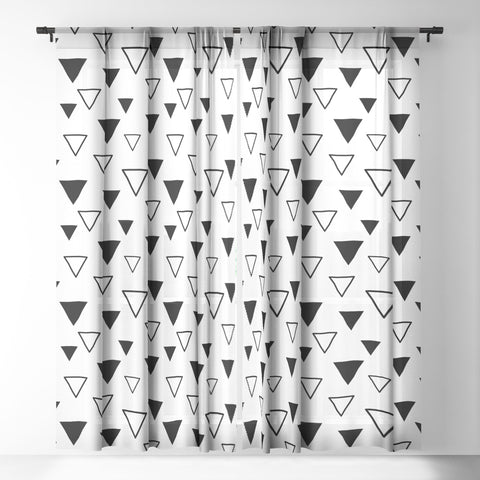Avenie Triangles Black and White Sheer Window Curtain