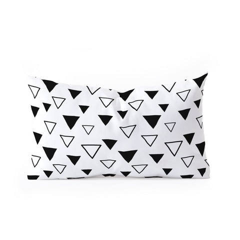 Avenie Triangles Black and White Oblong Throw Pillow