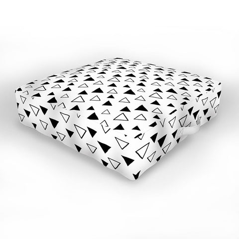 Avenie Triangles Black and White Outdoor Floor Cushion