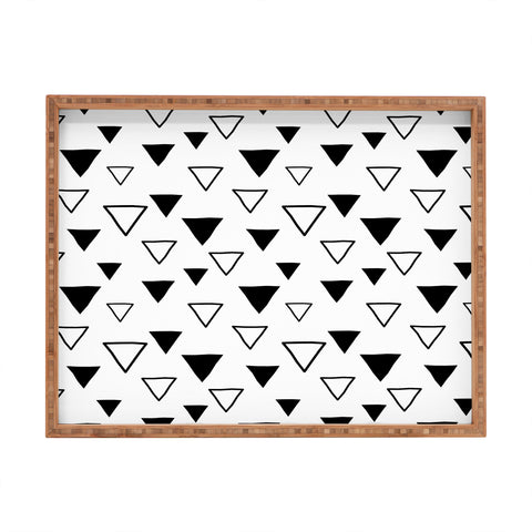 Avenie Triangles Black and White Rectangular Tray