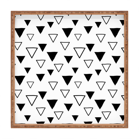 Avenie Triangles Black and White Square Tray