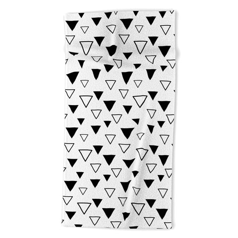 Avenie Triangles Black and White Beach Towel