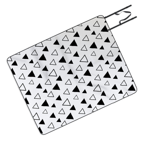 Avenie Triangles Black and White Picnic Blanket