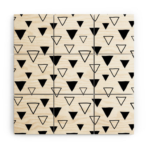 Avenie Triangles Black and White Wood Wall Mural