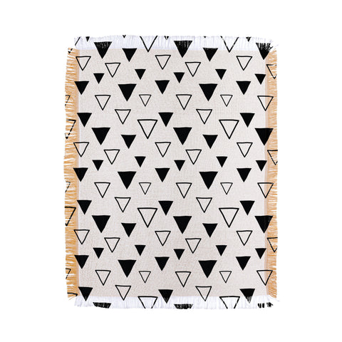 Avenie Triangles Black and White Throw Blanket