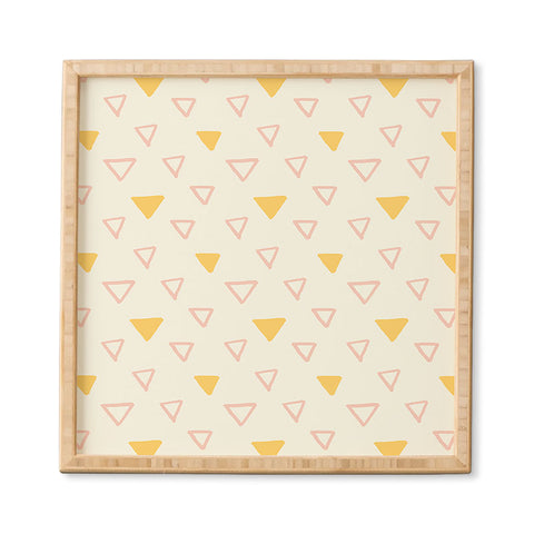 Avenie Triangles Pink and Yellow Framed Wall Art