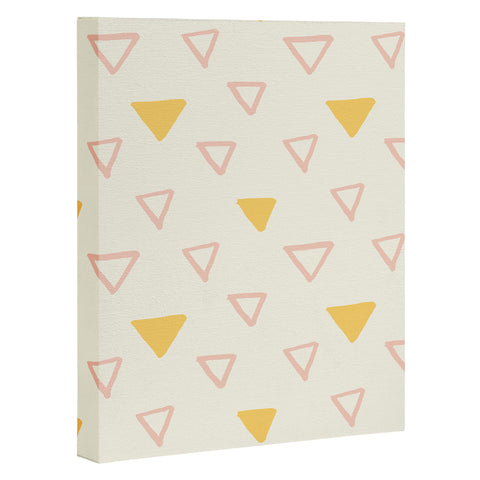 Avenie Triangles Pink and Yellow Art Canvas
