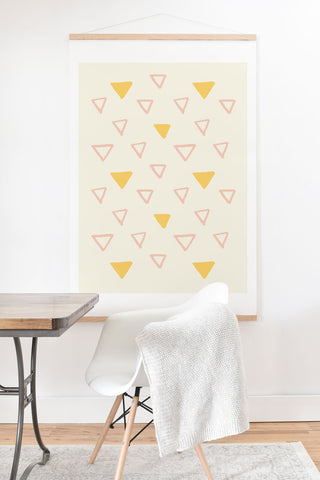 Avenie Triangles Pink and Yellow Art Print And Hanger