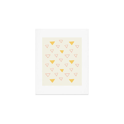Avenie Triangles Pink and Yellow Art Print