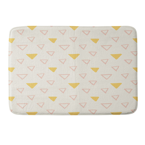 Avenie Triangles Pink and Yellow Memory Foam Bath Mat