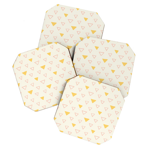 Avenie Triangles Pink and Yellow Coaster Set