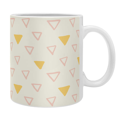 Avenie Triangles Pink and Yellow Coffee Mug