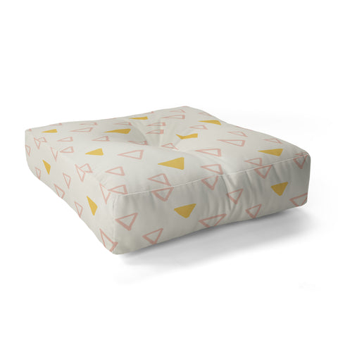 Avenie Triangles Pink and Yellow Floor Pillow Square