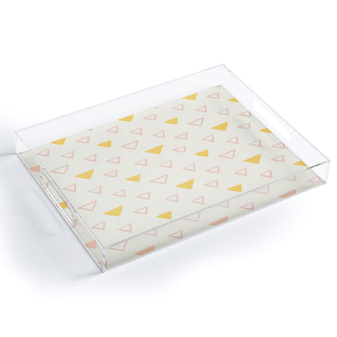 Avenie Triangles Pink and Yellow Acrylic Tray