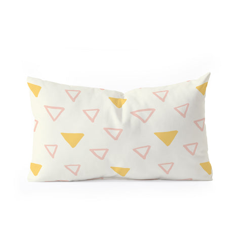Avenie Triangles Pink and Yellow Oblong Throw Pillow