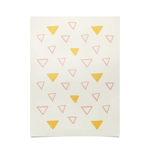 Avenie Triangles Pink and Yellow Poster