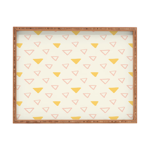 Avenie Triangles Pink and Yellow Rectangular Tray