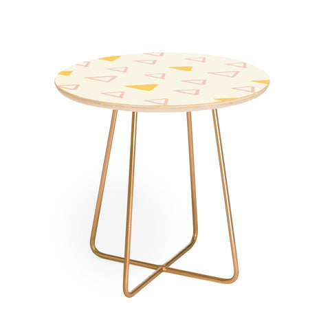 Avenie Triangles Pink and Yellow Round Side Table