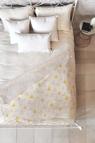 Avenie Triangles Pink and Yellow Fleece Throw Blanket