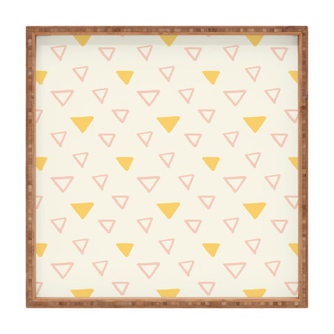 Avenie Triangles Pink and Yellow Square Tray