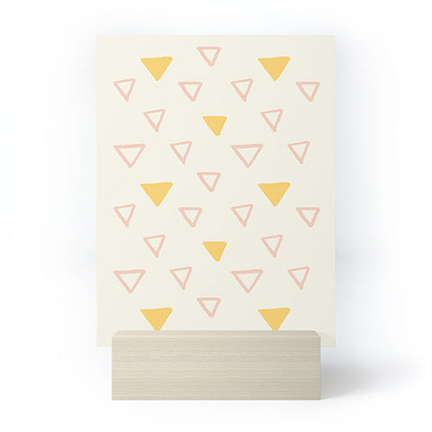 Avenie Triangles Pink and Yellow Mini Art Print
