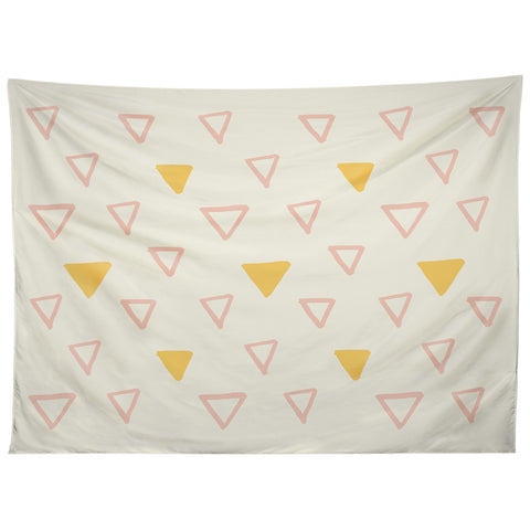 Avenie Triangles Pink and Yellow Tapestry