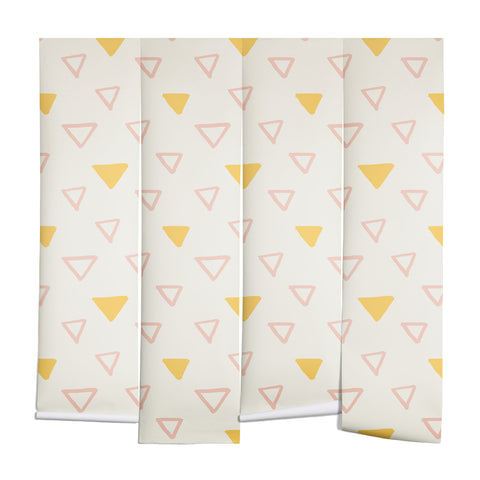 Avenie Triangles Pink and Yellow Wall Mural