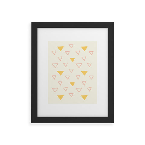 Avenie Triangles Pink and Yellow Framed Art Print