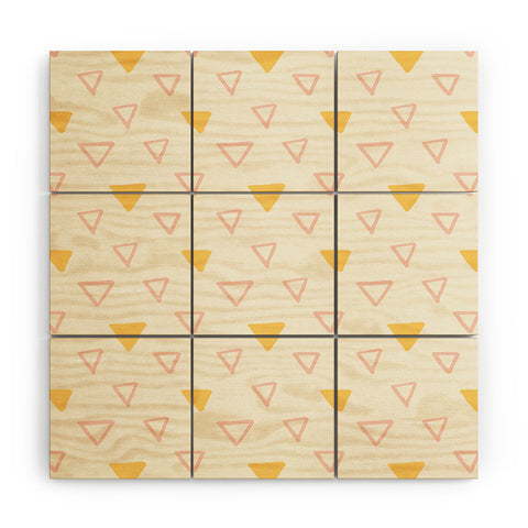 Avenie Triangles Pink and Yellow Wood Wall Mural