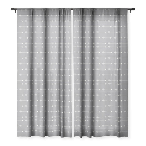 Avenie Tribal Arrows Grey Sheer Window Curtain