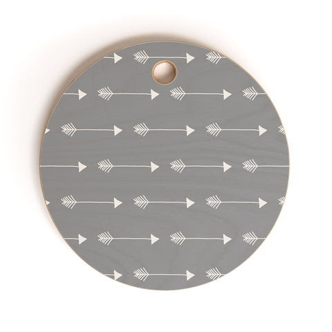 Avenie Tribal Arrows Grey Cutting Board Round