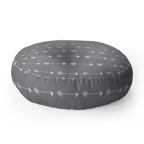 Avenie Tribal Arrows Grey Floor Pillow Round