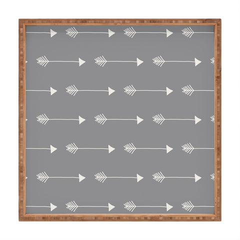 Avenie Tribal Arrows Grey Square Tray