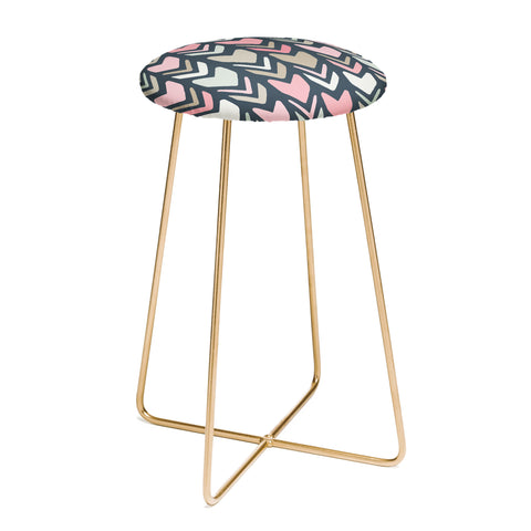 Avenie Tribal Chevron Pink and Navy Counter Stool