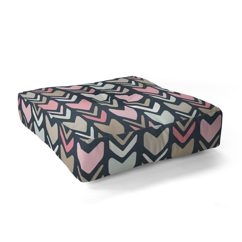 Avenie Tribal Chevron Pink and Navy Floor Pillow Square
