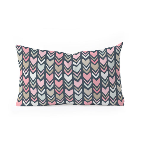 Avenie Tribal Chevron Pink and Navy Oblong Throw Pillow