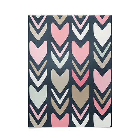 Avenie Tribal Chevron Pink and Navy Poster