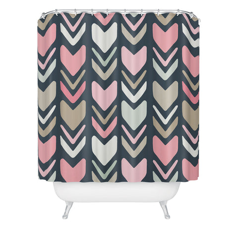 Avenie Tribal Chevron Pink and Navy Shower Curtain
