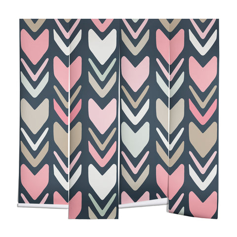 Avenie Tribal Chevron Pink and Navy Wall Mural